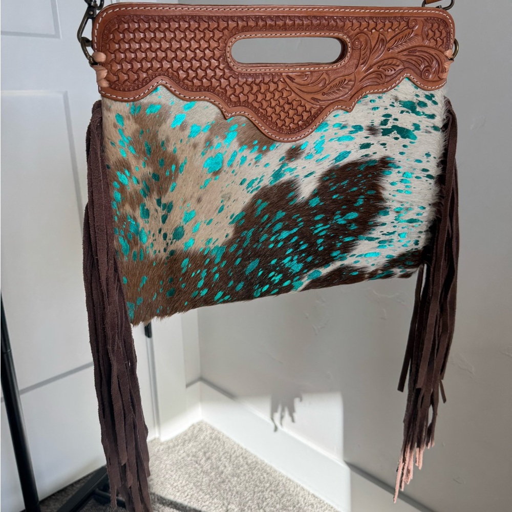 American Darling Brown and Turquoise Fringe Shoulder Bag